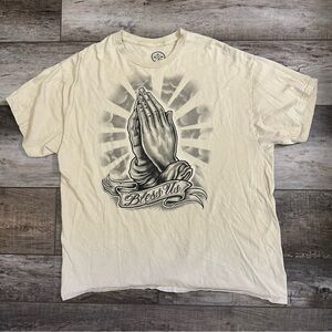 Cream Short-Sleeve Graphic Prayer Hands Tee